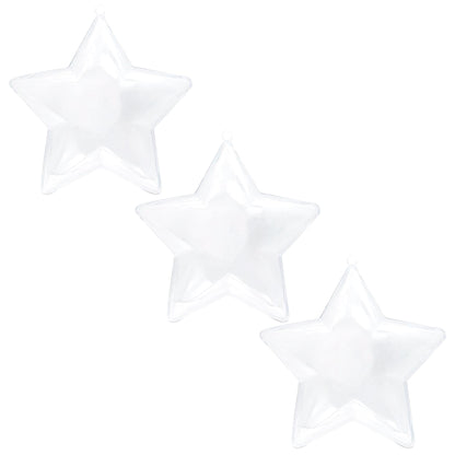 Set of 3 Openable Fillable Clear Plastic Star Christmas Ornaments DIY Craft 3.5 Inches BestPysanky