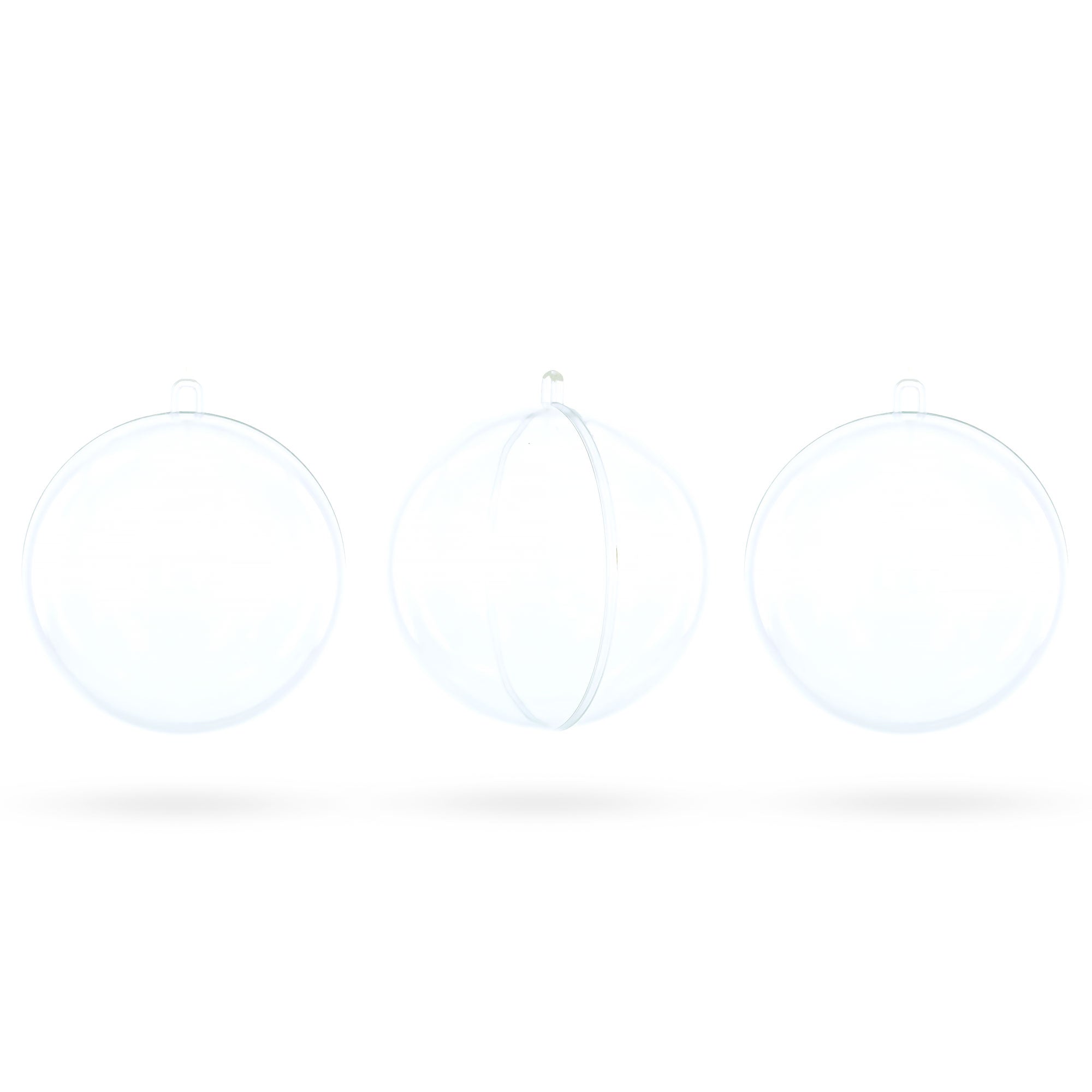 Set of 3 Openable Fillable Clear Plastic Ball Christmas Ornaments DIY Craft 4 Inches