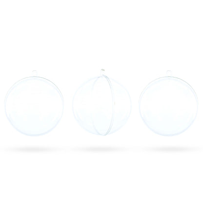 Set of 3 Openable Fillable Clear Plastic Ball Christmas Ornaments DIY Craft 4 Inches