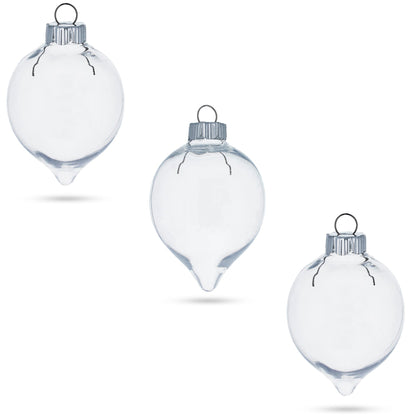 Set of 3 Clear Plastic Water Drop Christmas Ornaments 3.94 Inches BestPysanky