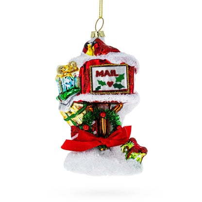 Snowy Red Mailbox Full of Gifts Glass Christmas Ornament BestPysanky