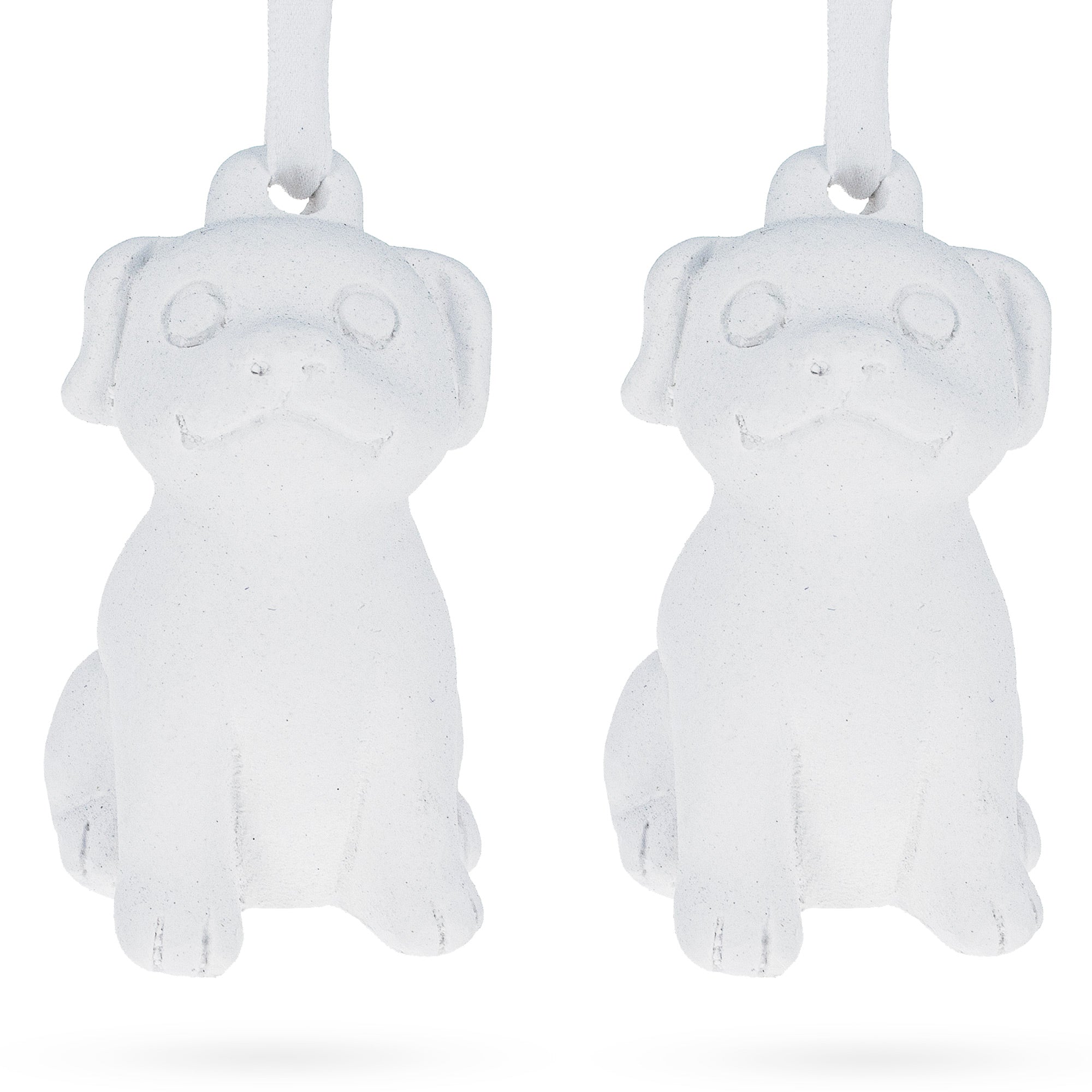 Set of 2 Blank Unfinished White Plaster Dog Christmas Ornaments DIY Craft 3.25 Inches BestPysanky
