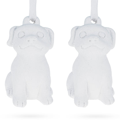 Set of 2 Blank Unfinished White Plaster Dog Christmas Ornaments DIY Craft 3.25 Inches BestPysanky