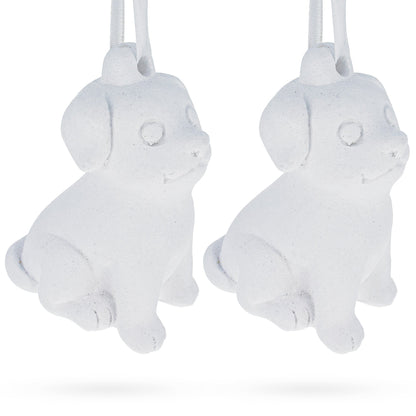 Set of 2 Blank Unfinished White Plaster Dog Christmas Ornaments DIY Craft 3.25 Inches BestPysanky