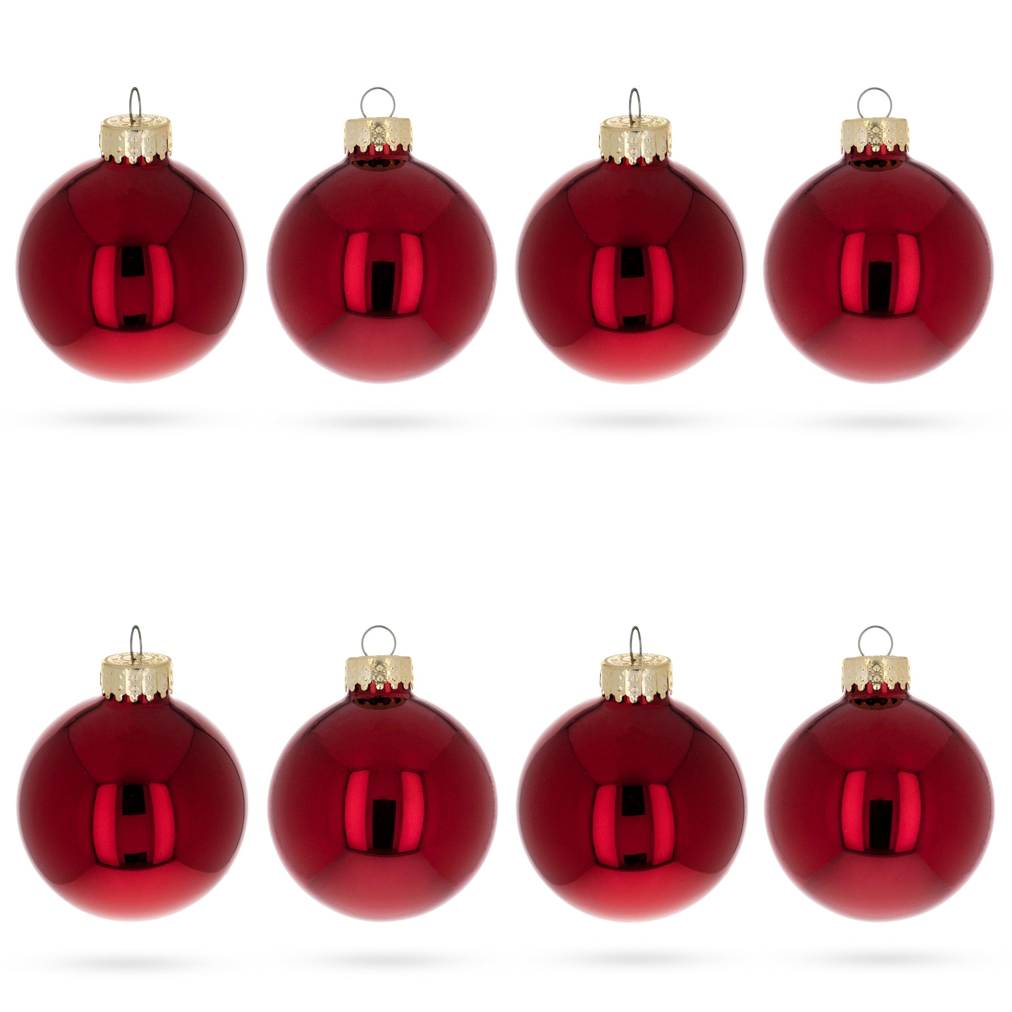 Set of 8 Shiny Red Glass Christmas Ball Ornament DIY Craft 2.6 Inches