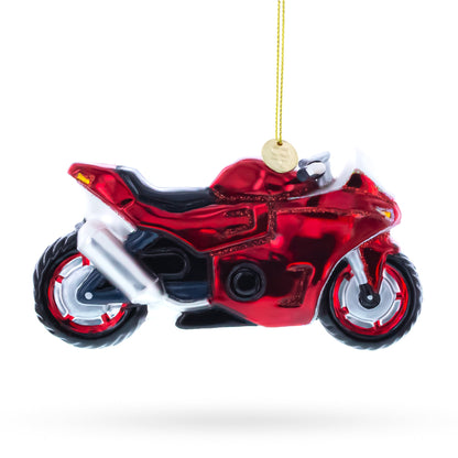 Red Motorcycle Glass Christmas Ornament