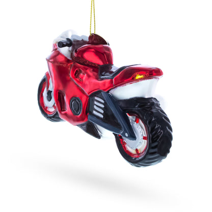 Red Motorcycle Glass Christmas Ornament