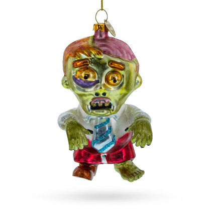 Walking Zombie Glass Christmas Ornament