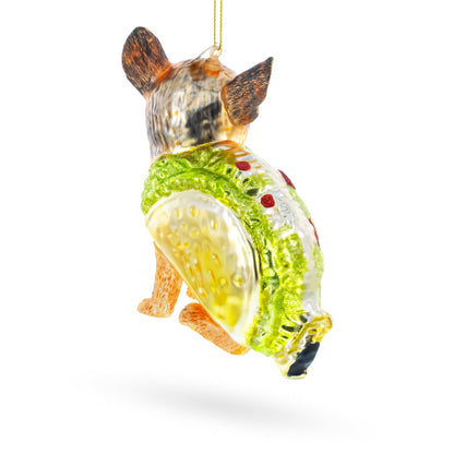 Taco Dog Glass Christmas Ornament