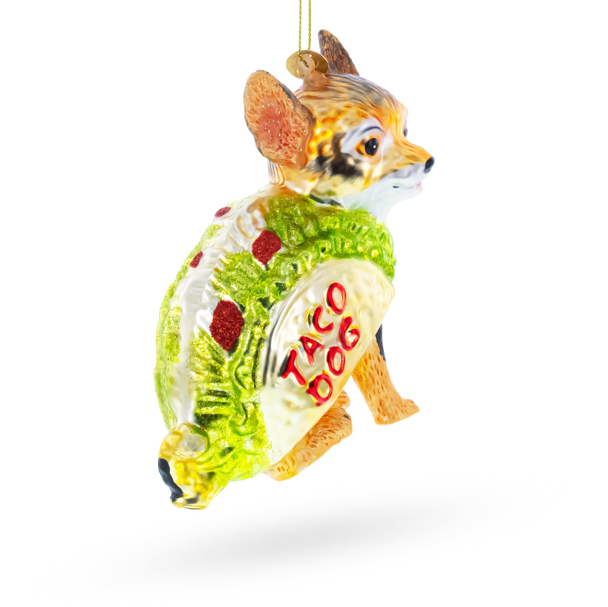 Taco Dog Glass Christmas Ornament