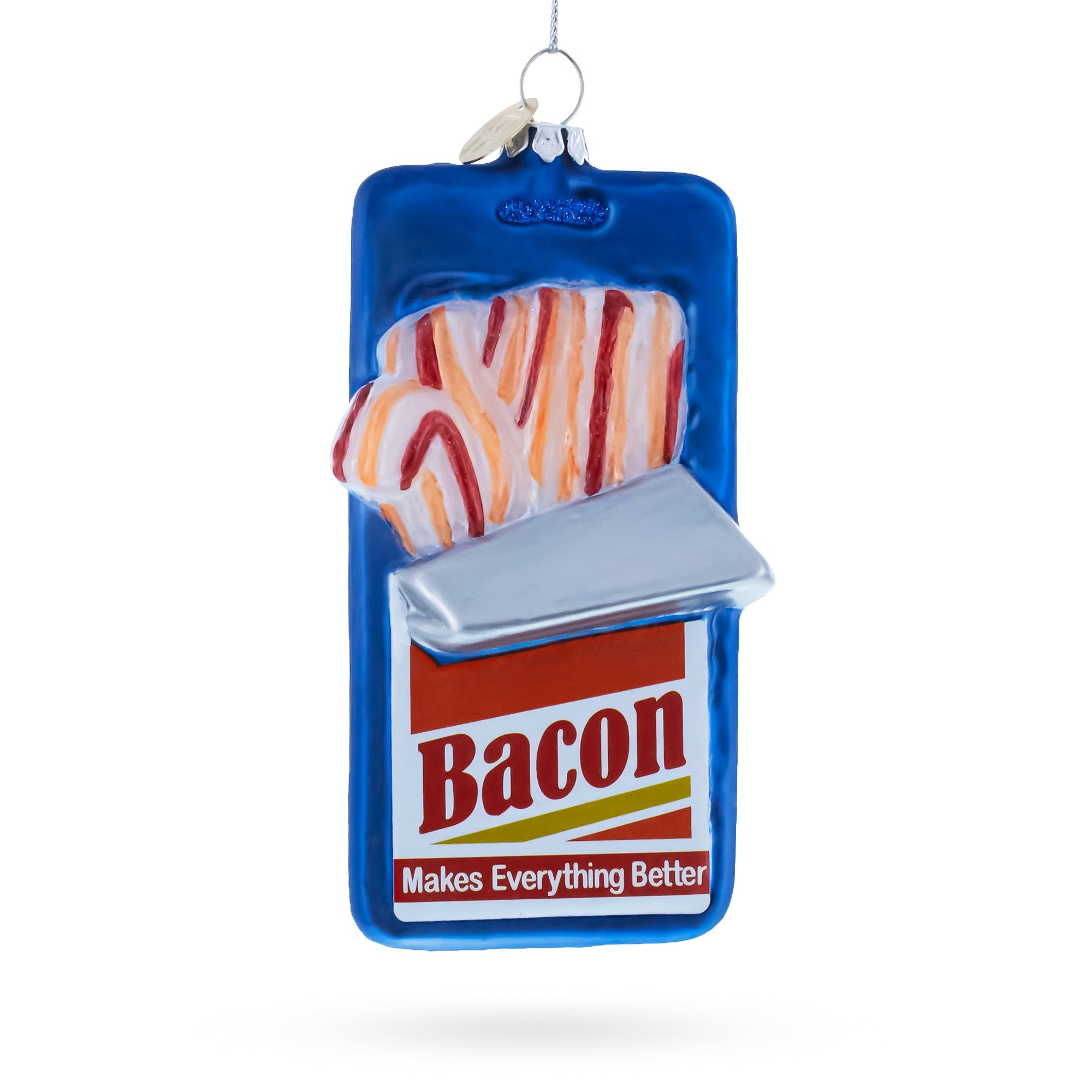 Bacon Pack Glass Christmas Ornament