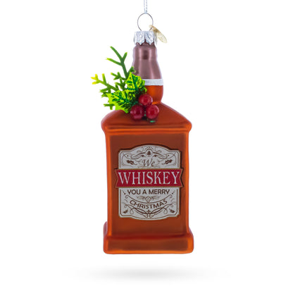Whiskey Bottle Glass Christmas Ornament