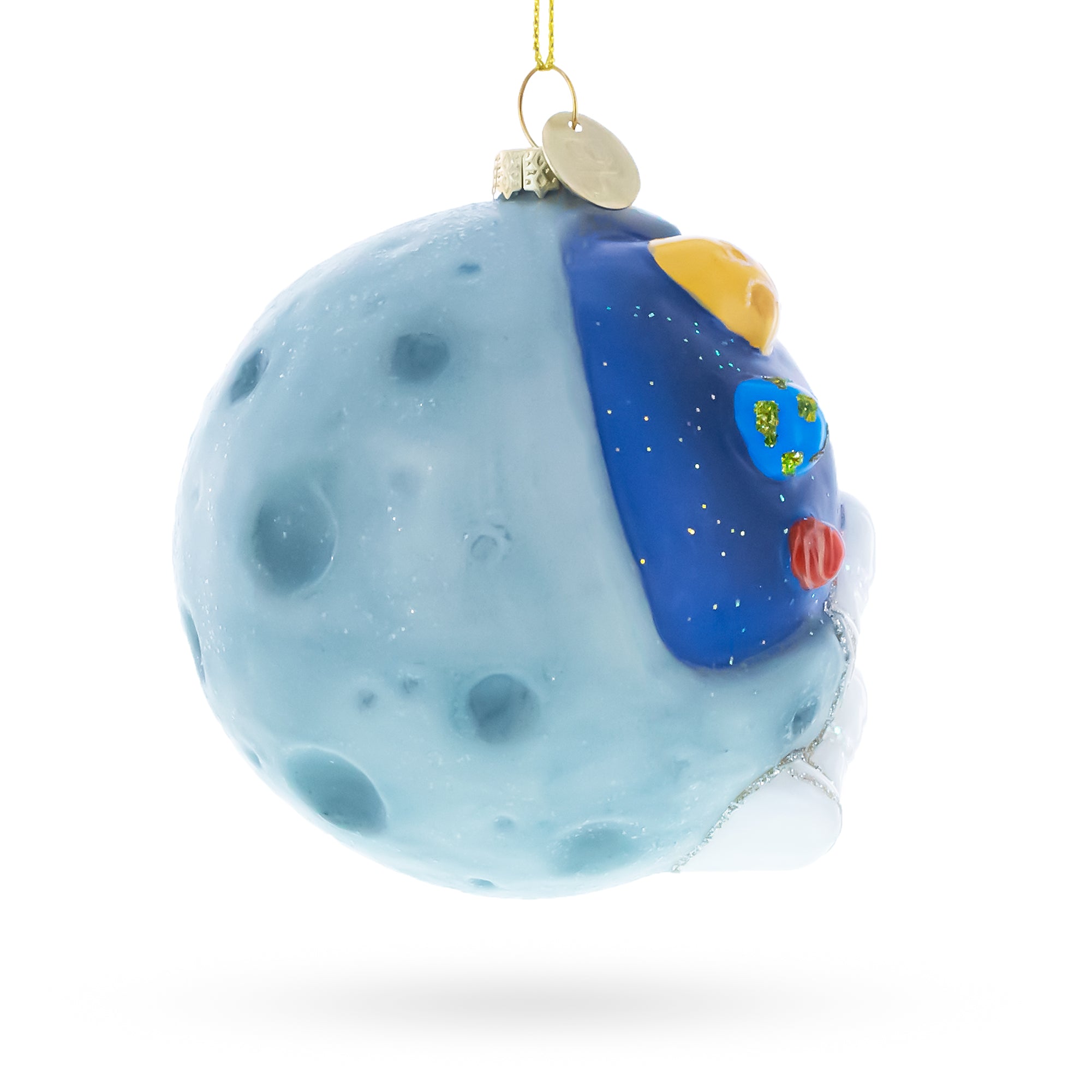 Astronaut on a Moon Glass Christmas Ornament