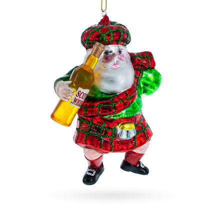 Scottish Santa with Whiskey Glass Christmas Ornament