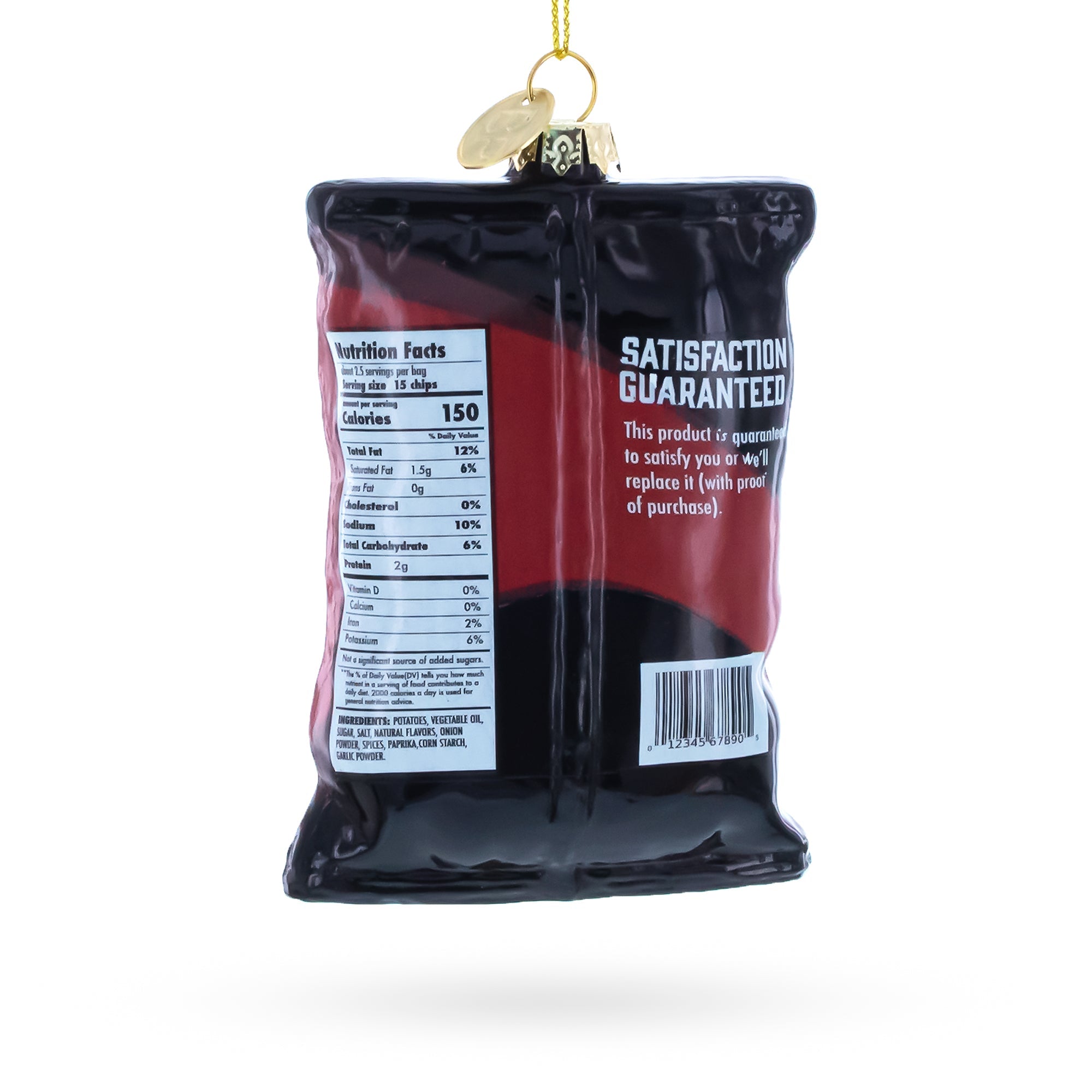BBQ Potato Chips Bag Glass Christmas Ornament