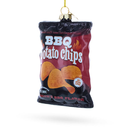 BBQ Potato Chips Bag Glass Christmas Ornament