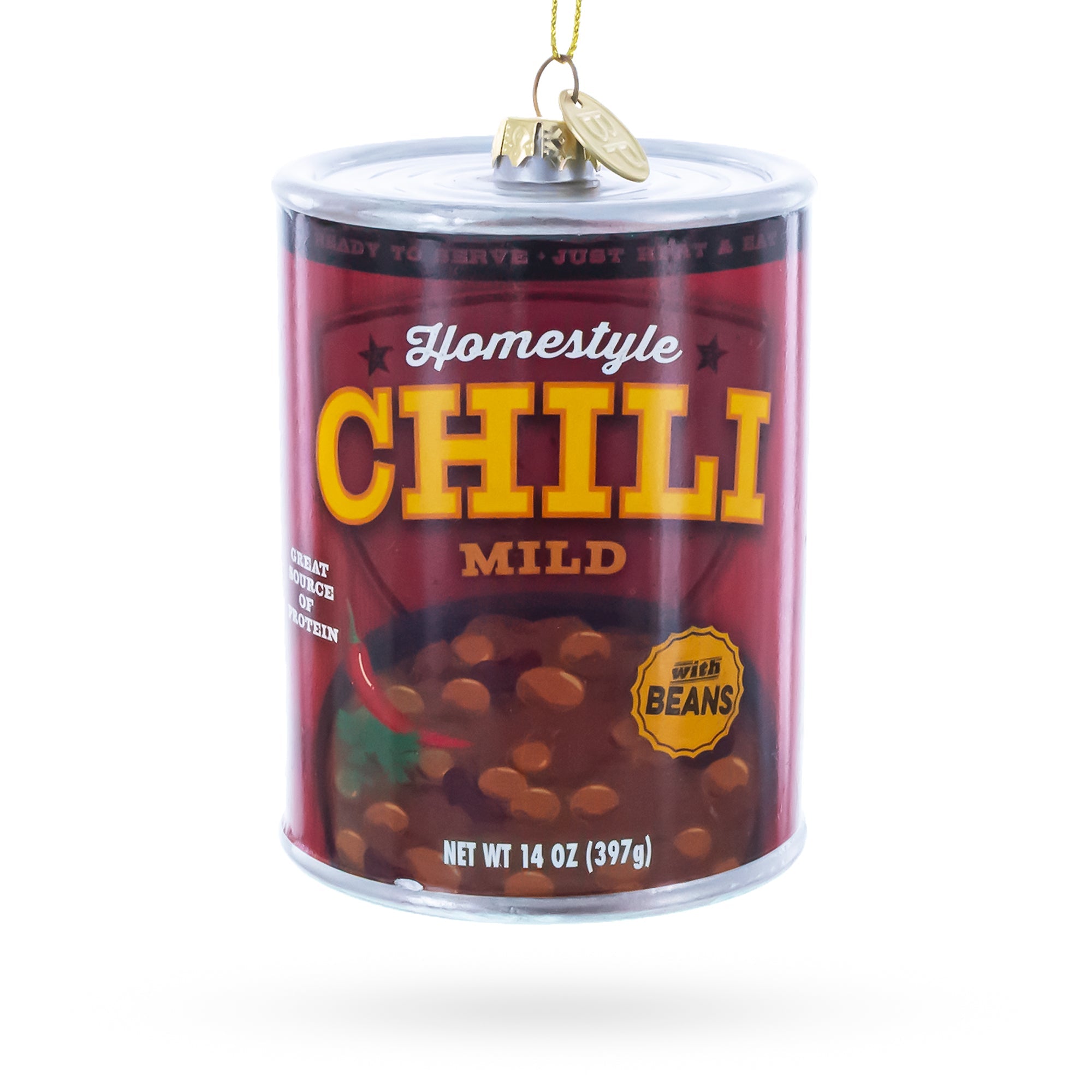Chili Soup Can Glass Christmas Ornament