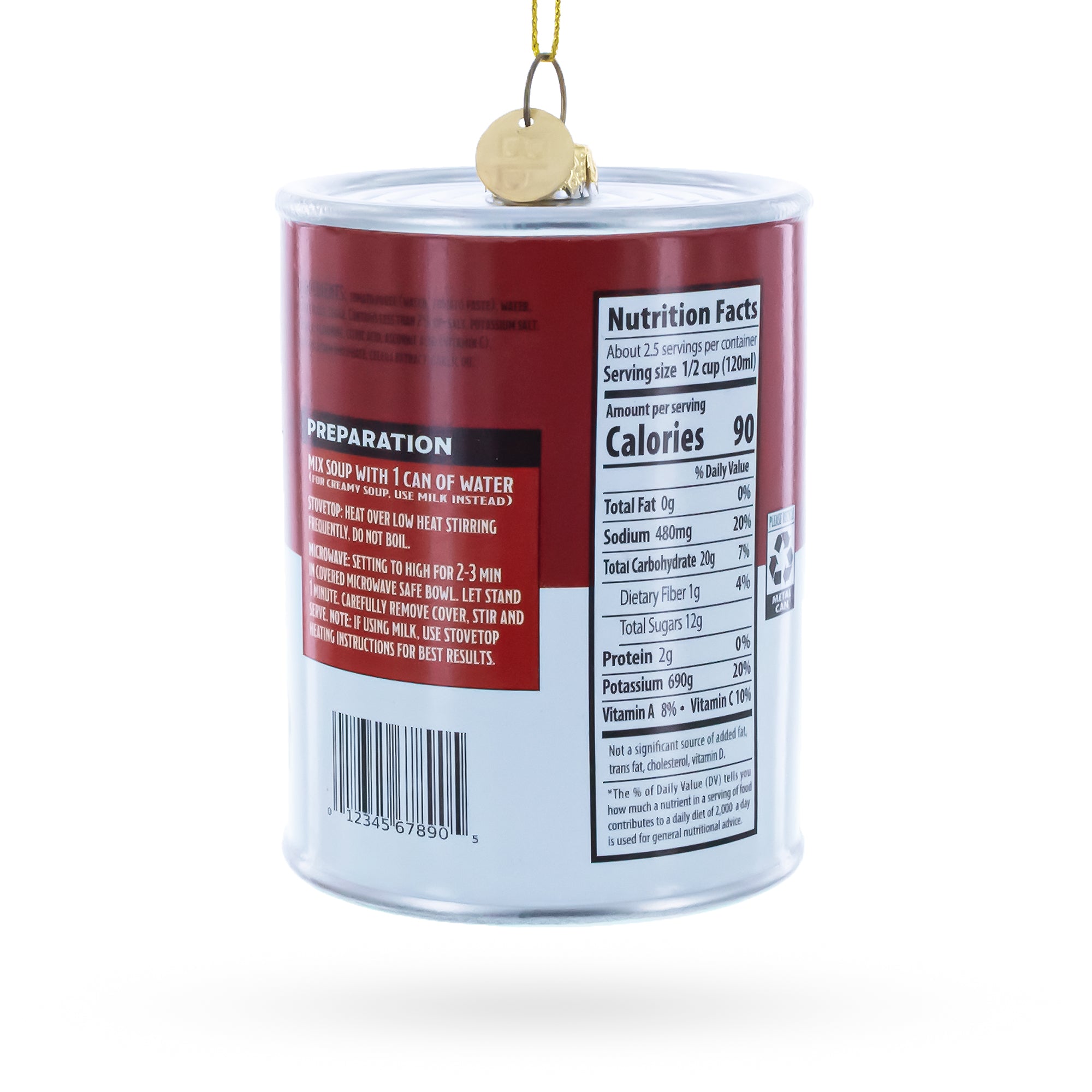 Tomato Soup Can Glass Christmas Ornament