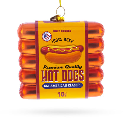 Hot Dogs Pack Glass Christmas Ornament