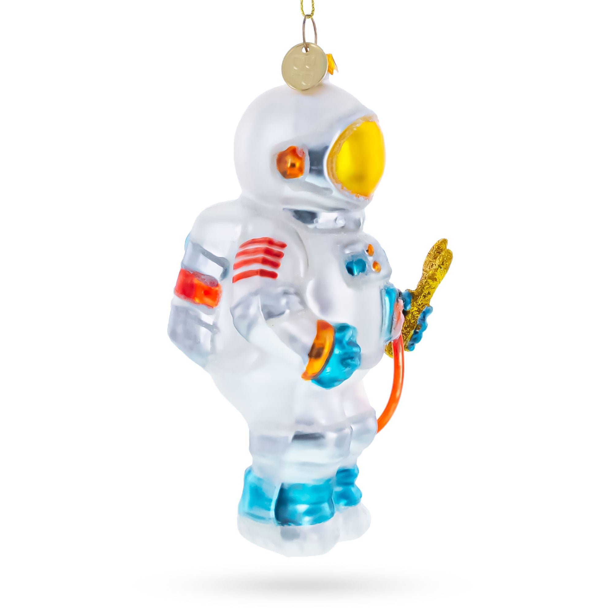 Astronaut with Tool Glass Christmas Ornament