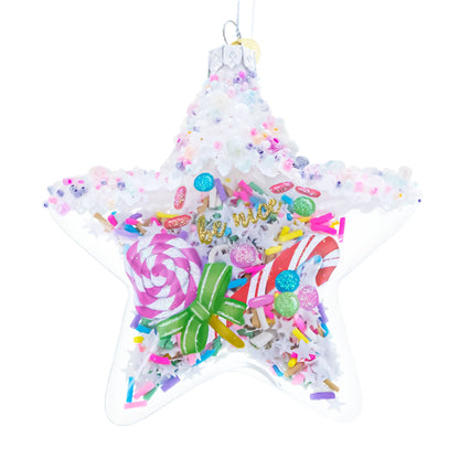 Sugar Star with Shakable Sprinkles Glass Christmas Ornament