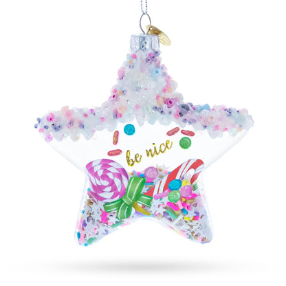 Sugar Star with Shakable Sprinkles Glass Christmas Ornament
