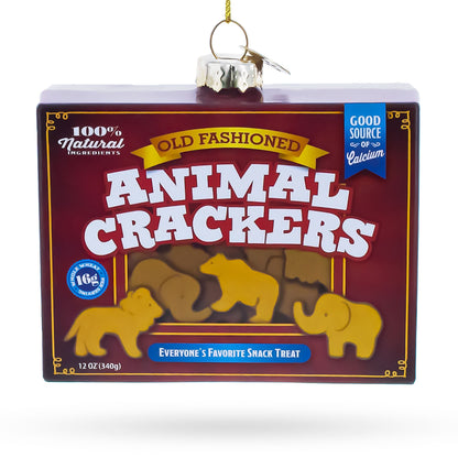 Animal Crackers Box Glass Christmas Ornament