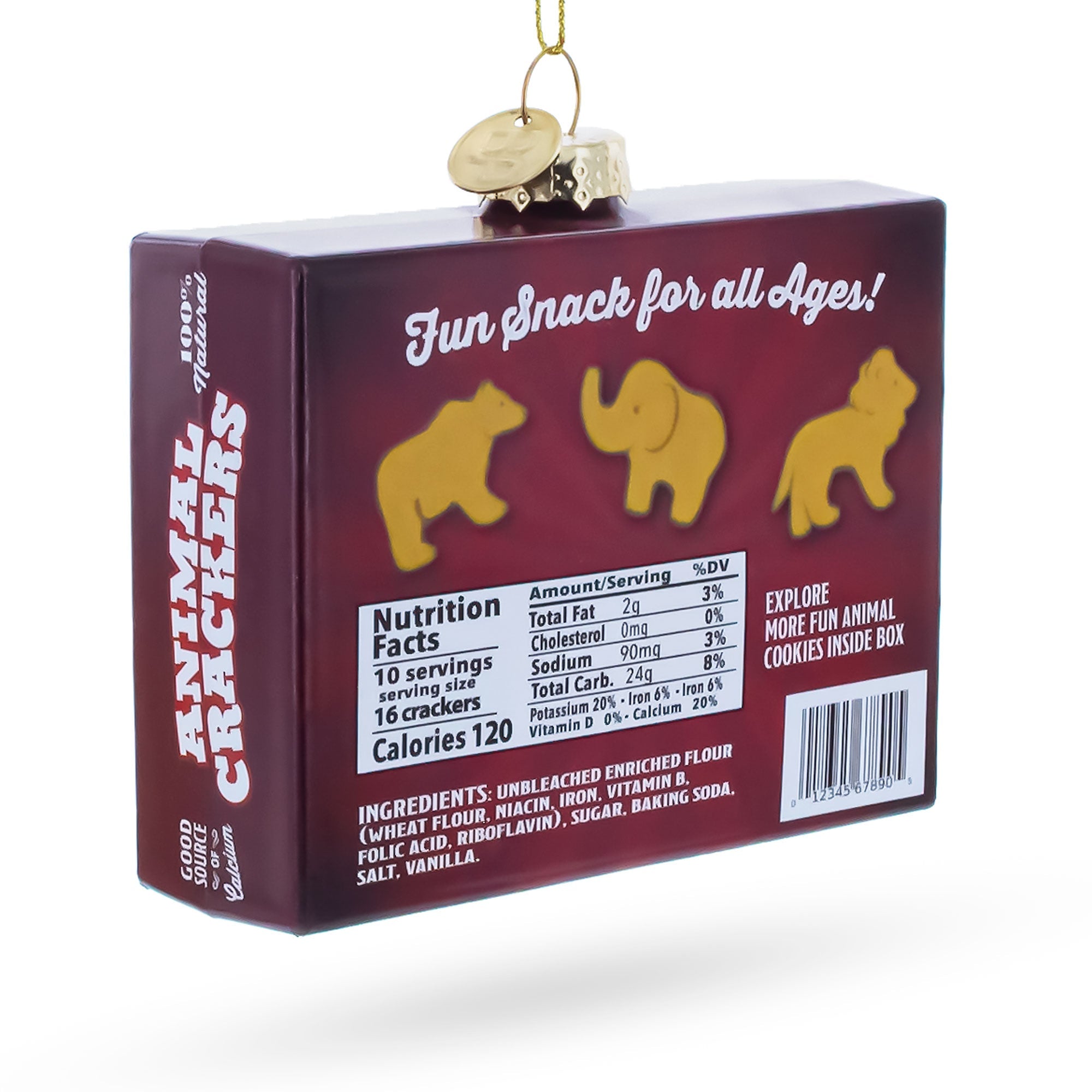 Animal Crackers Box Glass Christmas Ornament