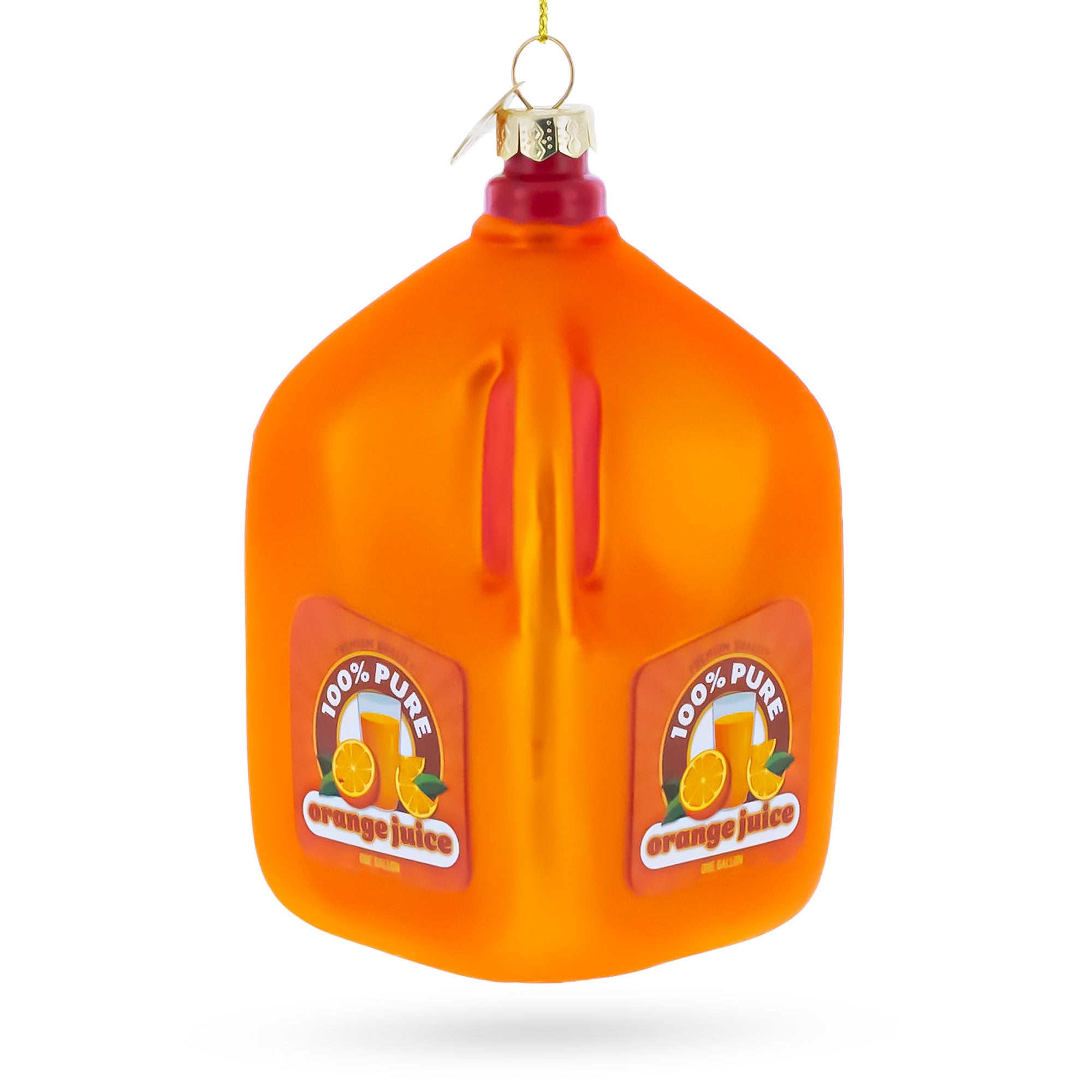 100% Pure Orange Juice Jug Large Glass Christmas Ornament