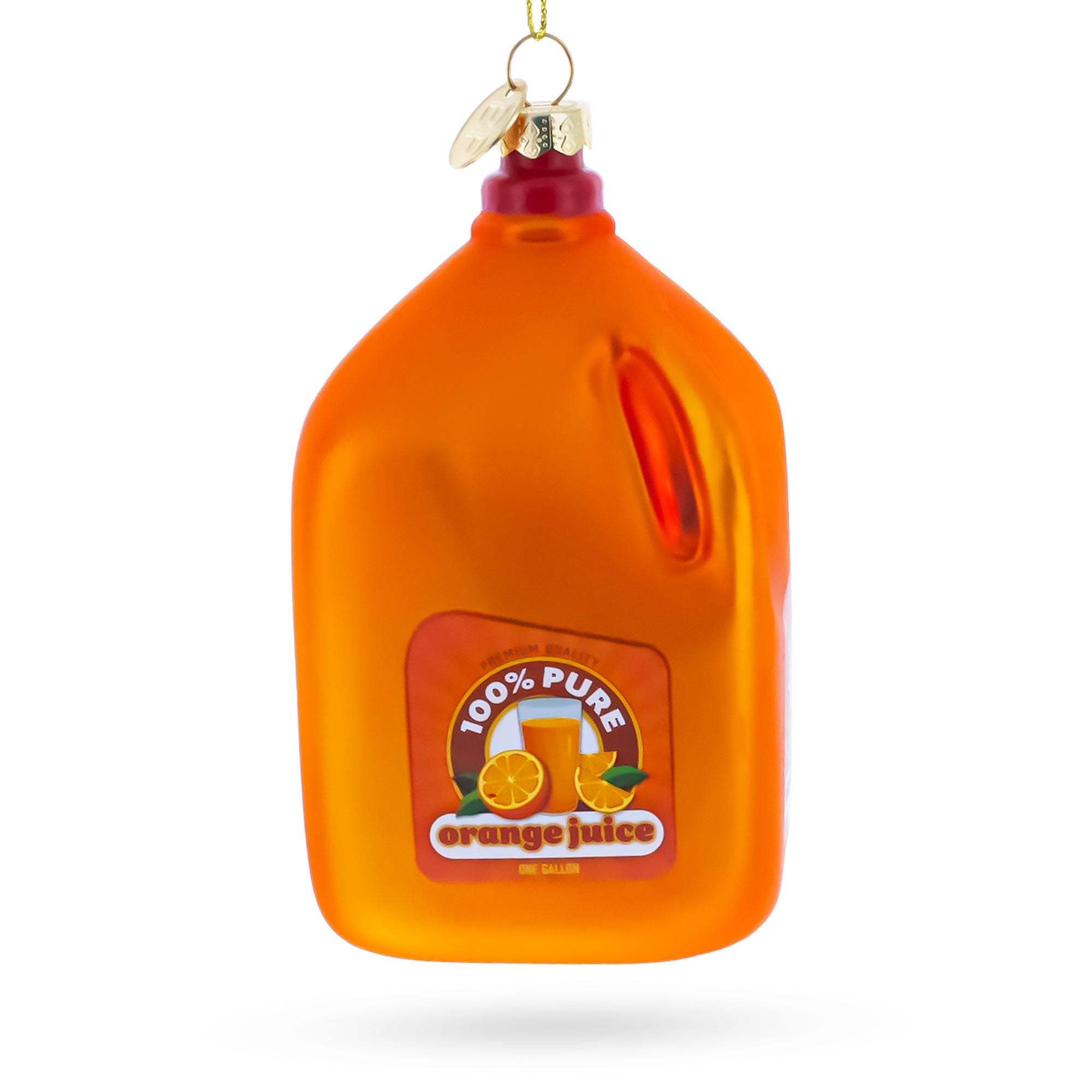 100% Pure Orange Juice Jug Large Glass Christmas Ornament