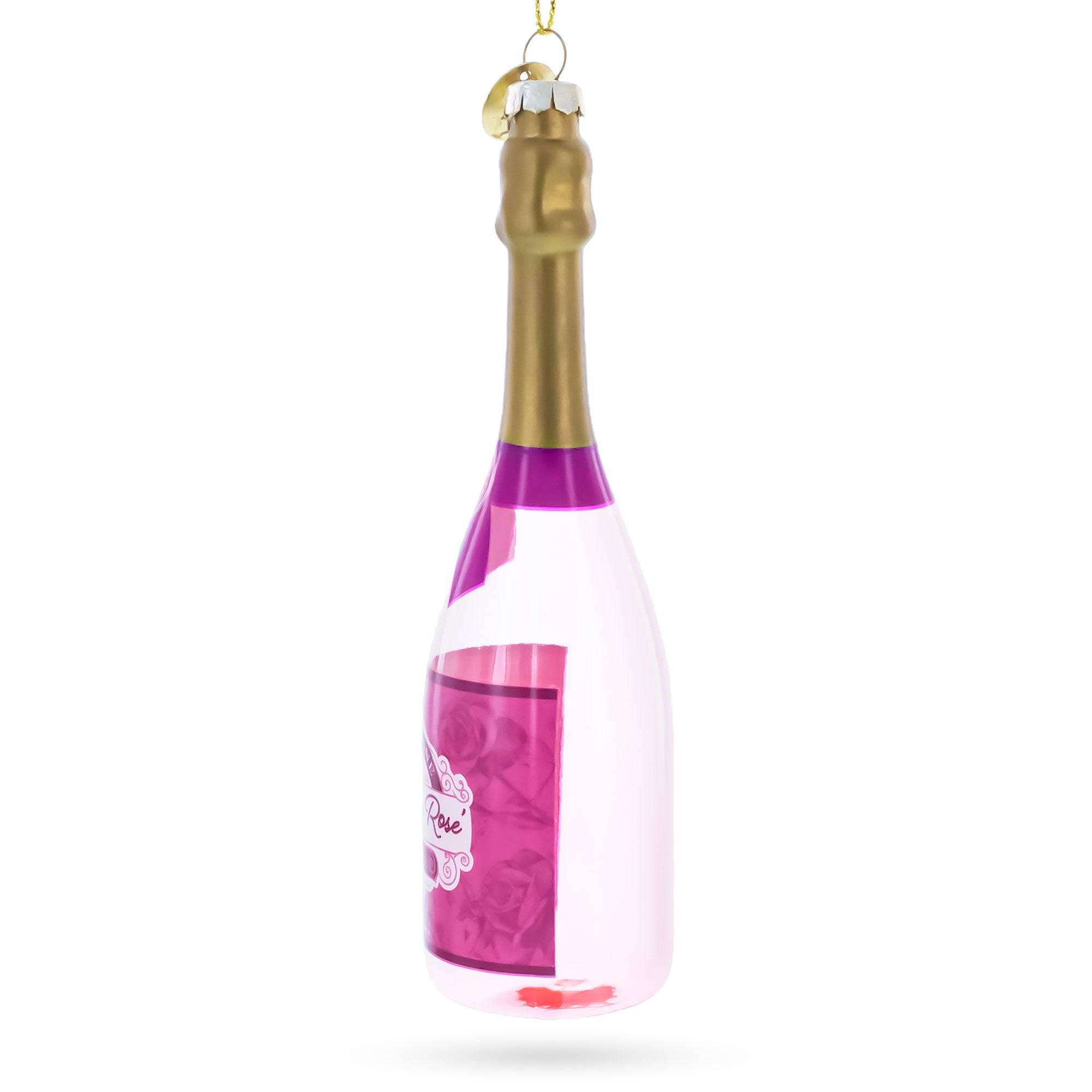 Sparkling Rosé Wine Bottle Glass Christmas Ornament