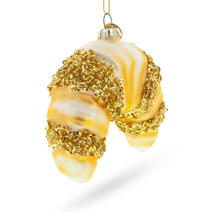 Glittered Croissant Glass Christmas Ornament BestPysanky