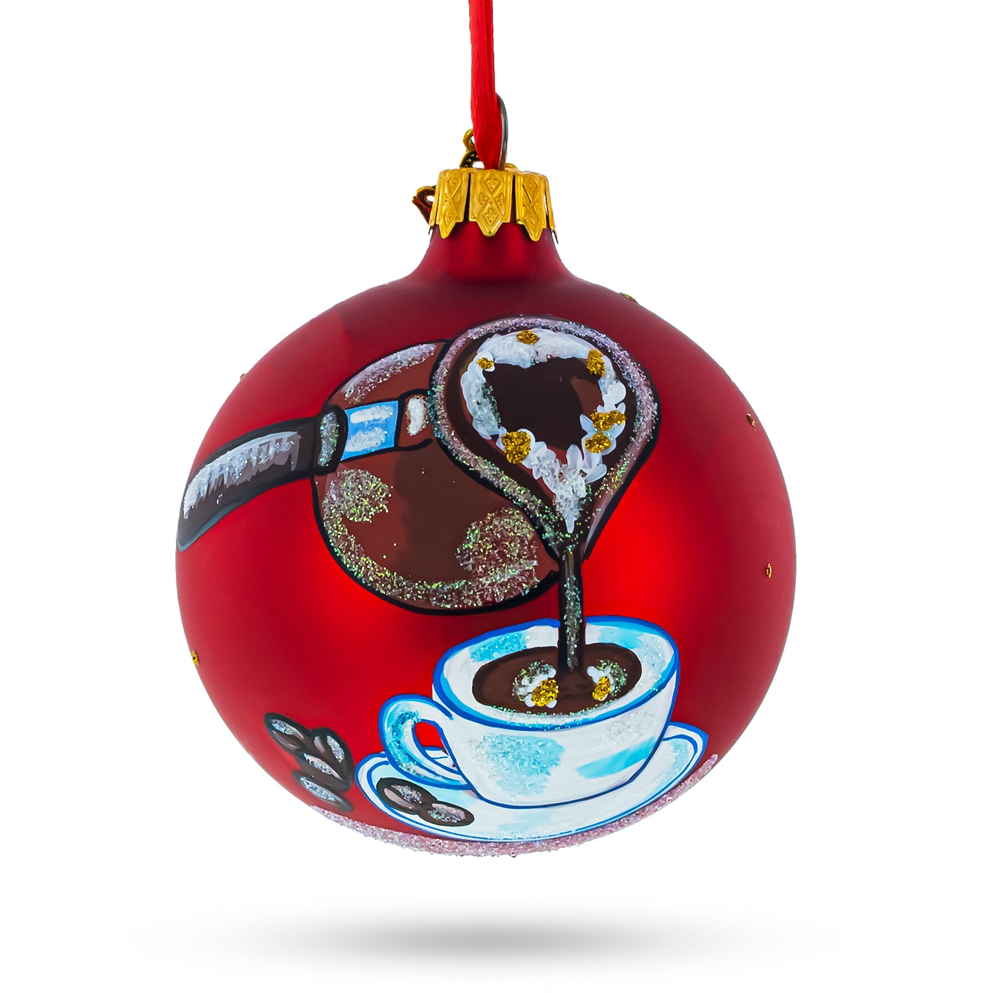 Coffee Lover Glass Ball Christmas Ornament 3.25 Inches