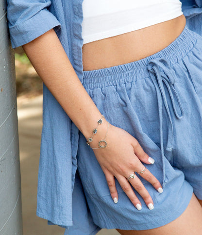 Delicate Stones Line Sterling Silver Bracelet Barse Jewelry