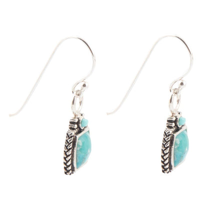 Delicately Detailed Blue Turquoise and Sterling Silver Earrings Barse Jewelry