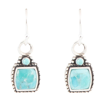 Delicately Detailed Blue Turquoise and Sterling Silver Earrings Barse Jewelry