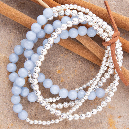Denim Blue Angelite Silver Bracelet Set Barse Jewelry
