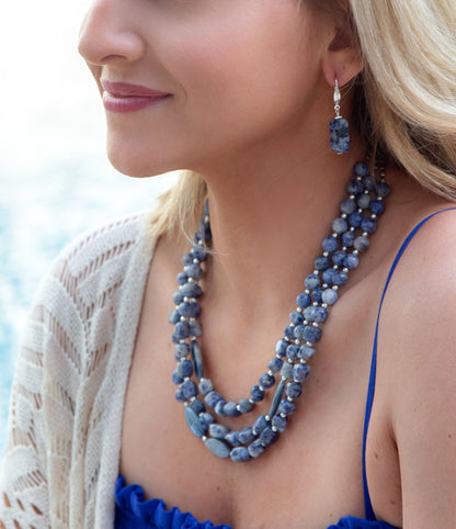Denim Kyanite Blue Lapis Sterling Silver Strand Necklace Barse Jewelry