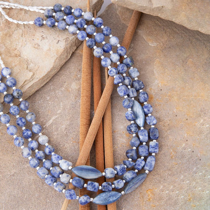 Denim Kyanite Blue Lapis Sterling Silver Strand Necklace Barse Jewelry
