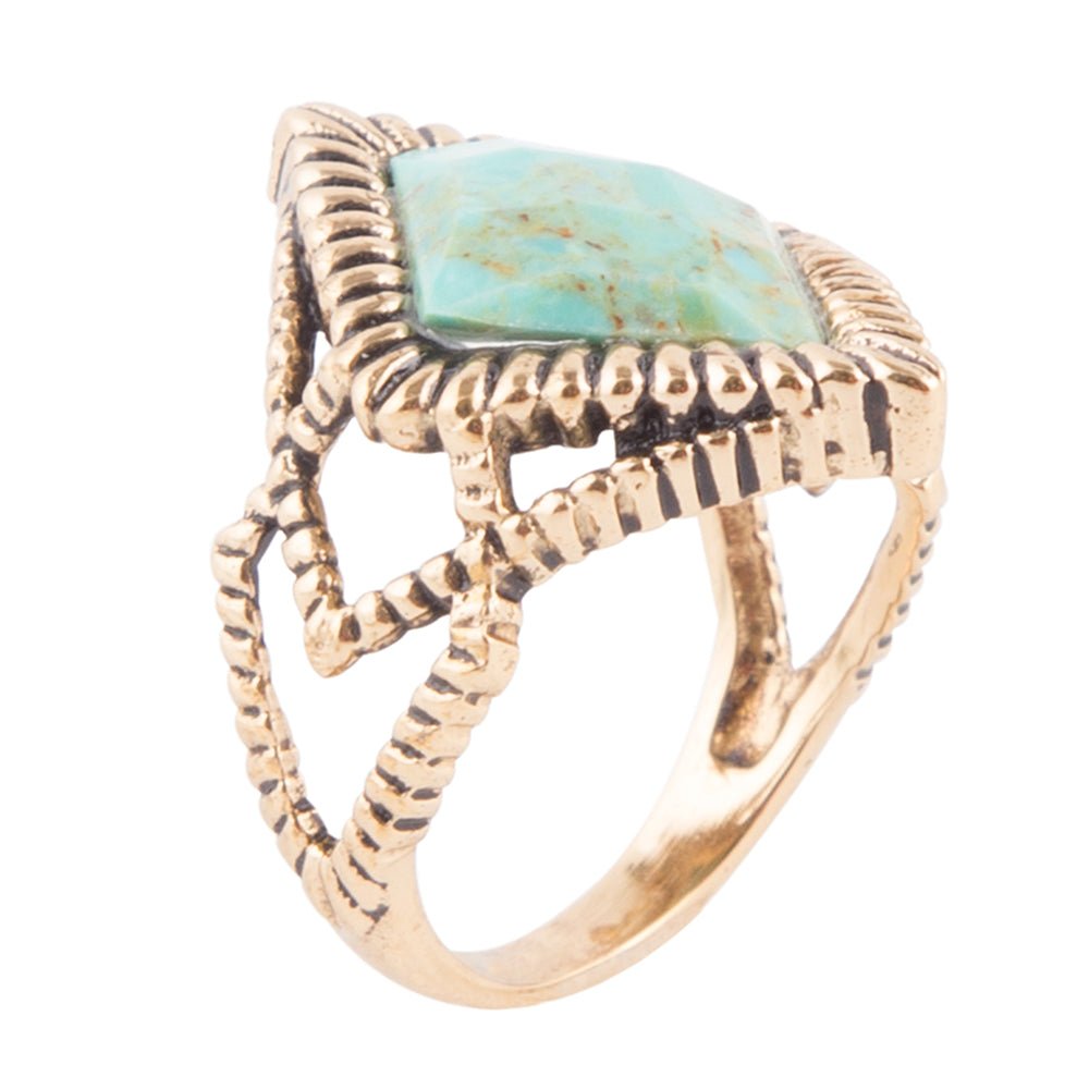 Diamond Days Blue Turquoise and Golden Ring Barse Jewelry