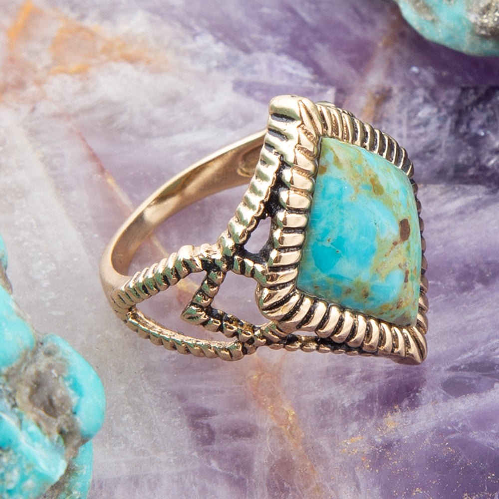 Diamond Days Blue Turquoise and Golden Ring Barse Jewelry
