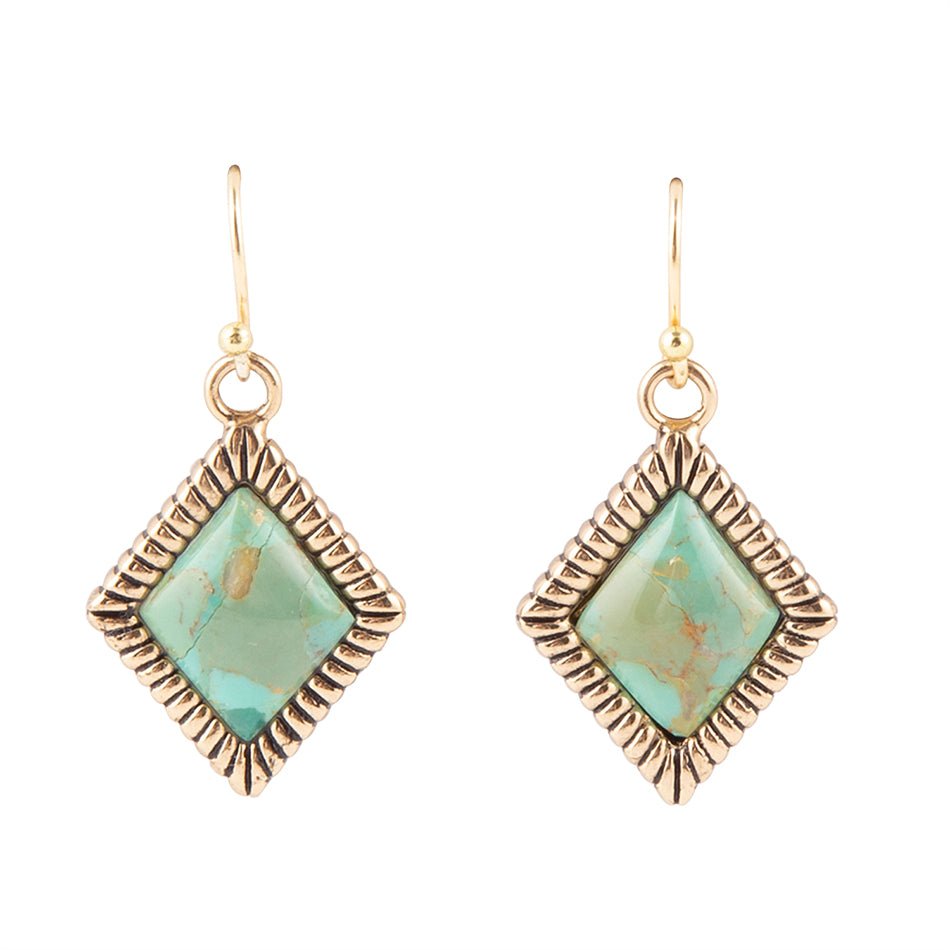 Diamond Days Blue Turquoise and Golden Earrings Barse Jewelry