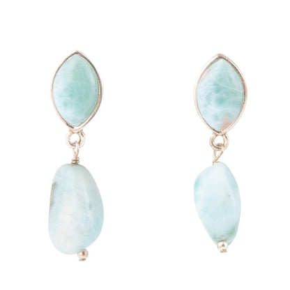 Dolce Blue Larimar and Sterling Silver Drop Earrings Barse Jewelry