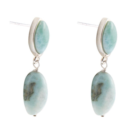 Dolce Blue Larimar and Sterling Silver Drop Earrings Barse Jewelry
