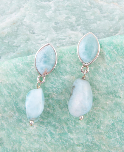 Dolce Blue Larimar and Sterling Silver Drop Earrings Barse Jewelry