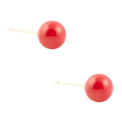 Dot of Red Coral Stud Earrings Barse Jewelry