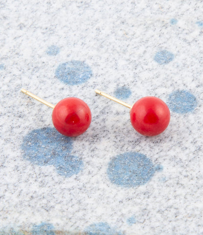 Dot of Red Coral Stud Earrings Barse Jewelry