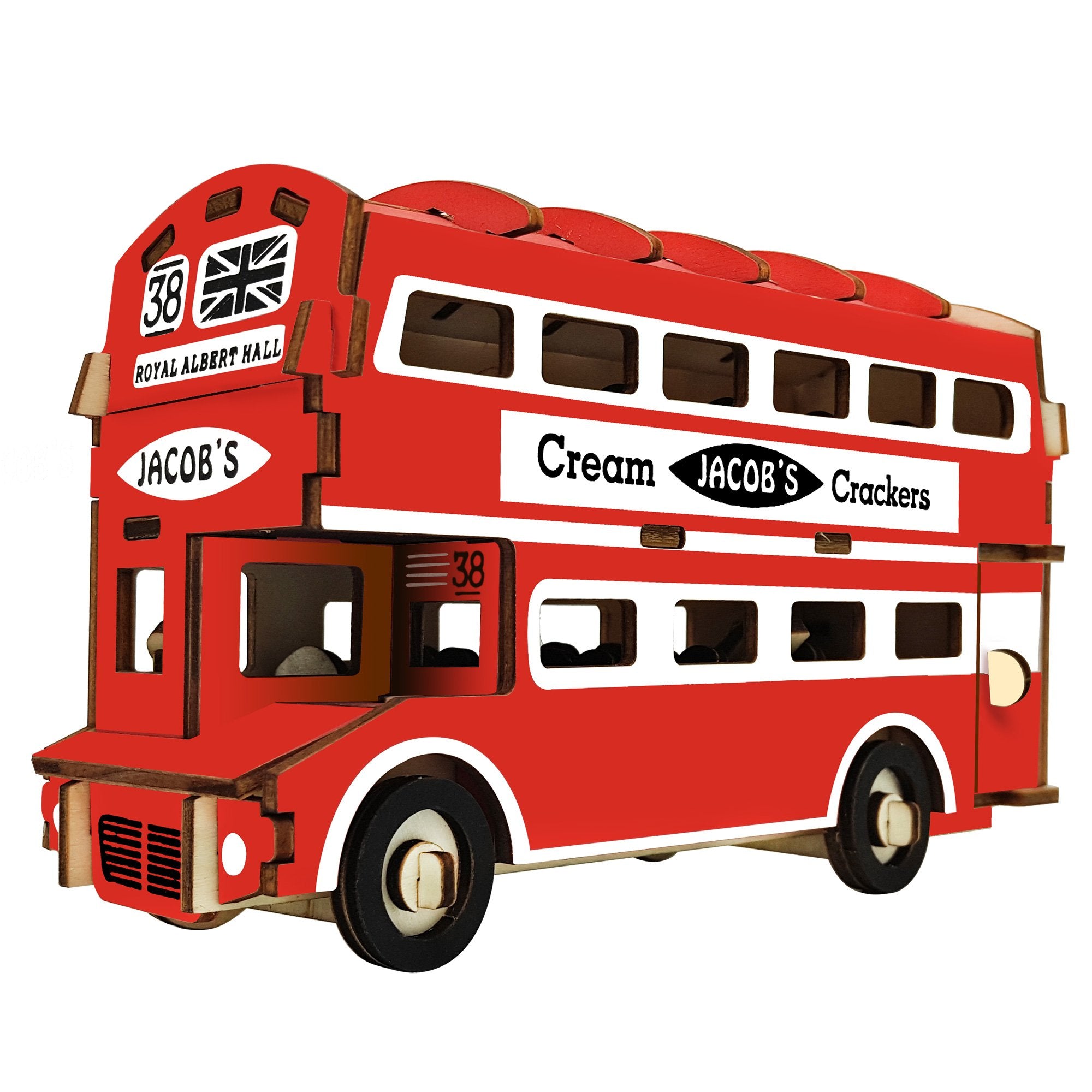 Double-Decker London Bus Model Kit - Wooden Laser-Cut 3D Puzzle (94 Pcs) BestPysanky