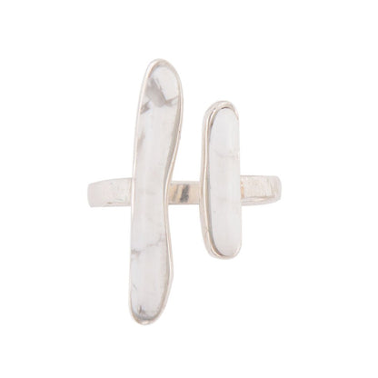 Size Adjustable White Howlite and Sterling Silver Doubled Up Ring Barse Jewelry