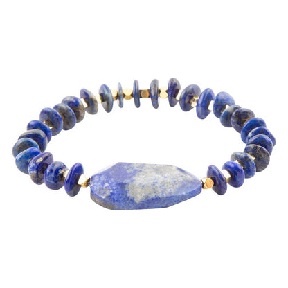Dreamy  Blue Lapis Chunky Golden Bracelet Barse Jewelry